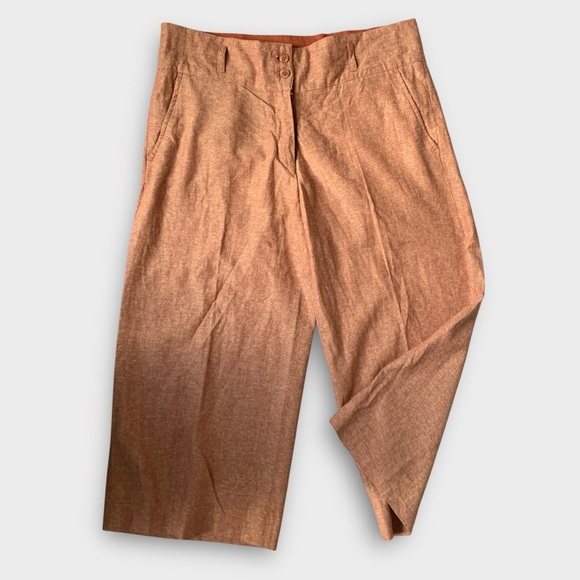 Isaac Mizrahi Crop Wide Leg Linen Capri Pants - Picture 2 of 9